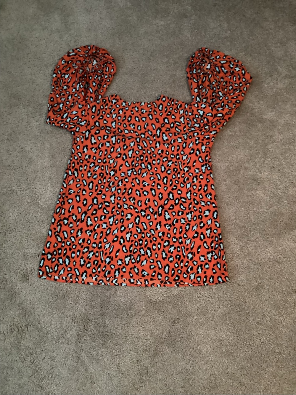 Trend Setter Diva Boutique Orange Leopard Print Peasant Blouse - Picture 2 of 2